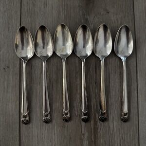 Vtg Set of 6 1847 Rogers Bros ETERNALLY YOURS Silverplate Teaspoons Flatware